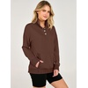 image:imageANRABESS Waffle Knit Sweatshirt for Women Henley Shirts  Lightweight Comfy Long Sleeve Stand Collar Half Button Pullover Tops Casual Daily Wear amp Work Fall Spring OutfitsBrown