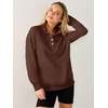image:imageANRABESS Waffle Knit Sweatshirt for Women Henley Shirts  Lightweight Comfy Long Sleeve Stand Collar Half Button Pullover Tops Casual Daily Wear amp Work Fall Spring OutfitsBrown