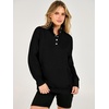 image:imageANRABESS Waffle Knit Sweatshirt for Women Henley Shirts  Lightweight Comfy Long Sleeve Stand Collar Half Button Pullover Tops Casual Daily Wear amp Work Fall Spring OutfitsBlack