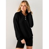 image:imageANRABESS Waffle Knit Sweatshirt for Women Henley Shirts  Lightweight Comfy Long Sleeve Stand Collar Half Button Pullover Tops Casual Daily Wear amp Work Fall Spring OutfitsBlack
