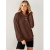 image:imageANRABESS Waffle Knit Sweatshirt for Women Henley Shirts  Lightweight Comfy Long Sleeve Stand Collar Half Button Pullover Tops Casual Daily Wear amp Work Fall Spring OutfitsBrown