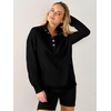 image:imageANRABESS Waffle Knit Sweatshirt for Women Henley Shirts  Lightweight Comfy Long Sleeve Stand Collar Half Button Pullover Tops Casual Daily Wear amp Work Fall Spring OutfitsBlack