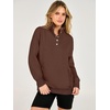 image:imageANRABESS Waffle Knit Sweatshirt for Women Henley Shirts  Lightweight Comfy Long Sleeve Stand Collar Half Button Pullover Tops Casual Daily Wear amp Work Fall Spring OutfitsBrown
