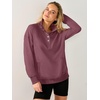 image:imageANRABESS Waffle Knit Sweatshirt for Women Henley Shirts  Lightweight Comfy Long Sleeve Stand Collar Half Button Pullover Tops Casual Daily Wear amp Work Fall Spring OutfitsMauve