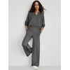 image:imageANRABESS Womens 2 Piece Outfits V Neck Sweatsuit Lounge Sets  Raglan Top amp Wide Leg Pants Loose WrinkleFree Loungewear Daily Travel Airport Matching Sets Fall Winter ClothingDark Grey