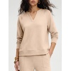 image:imageANRABESS Womens 2 Piece Outfits V Neck Sweatsuit Lounge Sets  Raglan Top amp Wide Leg Pants Loose WrinkleFree Loungewear Daily Travel Airport Matching Sets Fall Winter ClothingAlmond