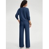image:imageANRABESS Womens 2 Piece Outfits V Neck Sweatsuit Lounge Sets  Raglan Top amp Wide Leg Pants Loose WrinkleFree Loungewear Daily Travel Airport Matching Sets Fall Winter ClothingNavy Blue