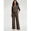 image:imageANRABESS Womens 2 Piece Outfits V Neck Sweatsuit Lounge Sets  Raglan Top amp Wide Leg Pants Loose WrinkleFree Loungewear Daily Travel Airport Matching Sets Fall Winter ClothingDark Brown