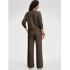 image:imageANRABESS Womens 2 Piece Outfits V Neck Sweatsuit Lounge Sets  Raglan Top amp Wide Leg Pants Loose WrinkleFree Loungewear Daily Travel Airport Matching Sets Fall Winter ClothingDark Brown