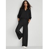 image:imageANRABESS Womens 2 Piece Outfits V Neck Sweatsuit Lounge Sets  Raglan Top amp Wide Leg Pants Loose WrinkleFree Loungewear Daily Travel Airport Matching Sets Fall Winter ClothingBlack