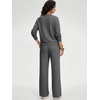 image:imageANRABESS Womens 2 Piece Outfits V Neck Sweatsuit Lounge Sets  Raglan Top amp Wide Leg Pants Loose WrinkleFree Loungewear Daily Travel Airport Matching Sets Fall Winter ClothingDark Grey