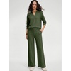 image:imageANRABESS Womens 2 Piece Outfits V Neck Sweatsuit Lounge Sets  Raglan Top amp Wide Leg Pants Loose WrinkleFree Loungewear Daily Travel Airport Matching Sets Fall Winter ClothingArmy Green