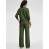image:imageANRABESS Womens 2 Piece Outfits V Neck Sweatsuit Lounge Sets  Raglan Top amp Wide Leg Pants Loose WrinkleFree Loungewear Daily Travel Airport Matching Sets Fall Winter ClothingArmy Green