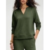 image:imageANRABESS Womens 2 Piece Outfits V Neck Sweatsuit Lounge Sets  Raglan Top amp Wide Leg Pants Loose WrinkleFree Loungewear Daily Travel Airport Matching Sets Fall Winter ClothingArmy Green
