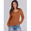 image:imageANRABESS Womens Cable Knit V Neck Fitted Sweaters  Long Sleeve Pullover Top Soft Cozy Business Casual Work amp Basic Daily Wear Fall Spring Outfits Winter Layer ClothingBurnt Orange