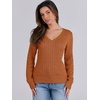 image:imageANRABESS Womens Cable Knit V Neck Fitted Sweaters  Long Sleeve Pullover Top Soft Cozy Business Casual Work amp Basic Daily Wear Fall Spring Outfits Winter Layer ClothingBurnt Orange