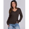 image:imageANRABESS Womens Cable Knit V Neck Fitted Sweaters  Long Sleeve Pullover Top Soft Cozy Business Casual Work amp Basic Daily Wear Fall Spring Outfits Winter Layer ClothingDeep Brown