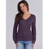 image:imageANRABESS Womens Cable Knit V Neck Fitted Sweaters  Long Sleeve Pullover Top Soft Cozy Business Casual Work amp Basic Daily Wear Fall Spring Outfits Winter Layer ClothingPurple