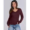 image:imageANRABESS Womens Cable Knit V Neck Fitted Sweaters  Long Sleeve Pullover Top Soft Cozy Business Casual Work amp Basic Daily Wear Fall Spring Outfits Winter Layer ClothingBurgundy
