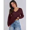 image:imageANRABESS Womens Cable Knit V Neck Fitted Sweaters  Long Sleeve Pullover Top Soft Cozy Business Casual Work amp Basic Daily Wear Fall Spring Outfits Winter Layer ClothingBurgundy