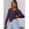 image:imageANRABESS Womens Cable Knit V Neck Fitted Sweaters  Long Sleeve Pullover Top Soft Cozy Business Casual Work amp Basic Daily Wear Fall Spring Outfits Winter Layer ClothingPurple