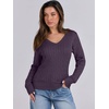 image:imageANRABESS Womens Cable Knit V Neck Fitted Sweaters  Long Sleeve Pullover Top Soft Cozy Business Casual Work amp Basic Daily Wear Fall Spring Outfits Winter Layer ClothingPurple