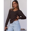 image:imageANRABESS Womens Cable Knit V Neck Fitted Sweaters  Long Sleeve Pullover Top Soft Cozy Business Casual Work amp Basic Daily Wear Fall Spring Outfits Winter Layer ClothingDeep Brown