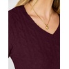 image:imageANRABESS Womens Long Sleeve Cable Knit Cropped Sweater  V Neck Slim Fit Pullover Tops Soft Cozy Comfort Warm Business Casual Outfits Work OfficeampBasic Wear Fall Winter ClothingDark Red