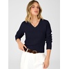 image:imageANRABESS Womens Long Sleeve Cable Knit Cropped Sweater  V Neck Slim Fit Pullover Tops Soft Cozy Comfort Warm Business Casual Outfits Work OfficeampBasic Wear Fall Winter ClothingNavy Blue