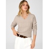 image:imageANRABESS Womens Long Sleeve Cable Knit Cropped Sweater  V Neck Slim Fit Pullover Tops Soft Cozy Comfort Warm Business Casual Outfits Work OfficeampBasic Wear Fall Winter ClothingAlmond