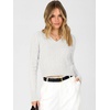 image:imageANRABESS Womens Long Sleeve Cable Knit Cropped Sweater  V Neck Slim Fit Pullover Tops Soft Cozy Comfort Warm Business Casual Outfits Work OfficeampBasic Wear Fall Winter ClothingWhite