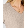 image:imageANRABESS Womens Long Sleeve Cable Knit Cropped Sweater  V Neck Slim Fit Pullover Tops Soft Cozy Comfort Warm Business Casual Outfits Work OfficeampBasic Wear Fall Winter ClothingAlmond