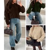 image:imageANRABESS Womens Long Sleeve Cable Knit Cropped Sweaters  Crew Neck Loose Pullover Tops Cozy Soft Warm Business Casual Work Office Daily Wear Fall Winter Trendy ClothingCoffee
