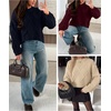 image:imageANRABESS Womens Long Sleeve Cable Knit Cropped Sweaters  Crew Neck Loose Pullover Tops Cozy Soft Warm Business Casual Work Office Daily Wear Fall Winter Trendy ClothingNavy