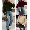 image:imageANRABESS Womens Long Sleeve Cable Knit Cropped Sweaters  Crew Neck Loose Pullover Tops Cozy Soft Warm Business Casual Work Office Daily Wear Fall Winter Trendy ClothingGreen