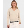 image:imageANRABESS Womens Long Sleeve Cropped Pullover Sweaters  V Neck Scalloped Lightweight Sweater Tops Soft Comfy Business Casual Work Travel Vacation Fall Winter Layer ClothingAlmond White