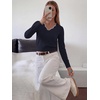 image:imageANRABESS Womens Long Sleeve Cropped Pullover Sweaters  V Neck Scalloped Lightweight Sweater Tops Soft Comfy Business Casual Work Travel Vacation Fall Winter Layer ClothingNavy White