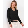 image:imageANRABESS Womens Long Sleeve Cropped Pullover Sweaters  V Neck Scalloped Lightweight Sweater Tops Soft Comfy Business Casual Work Travel Vacation Fall Winter Layer ClothingBlack