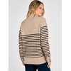 image:imageANRABESS Womens Long Sleeve Knit Shirts Henley Sweater  Turtle Neck Button Placket Soft Pullover Top Loose Fit Trendy Business Casual Work WearFall Fashion Winter ClothingTan Black Stripe