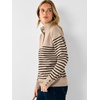 image:imageANRABESS Womens Long Sleeve Knit Shirts Henley Sweater  Turtle Neck Button Placket Soft Pullover Top Loose Fit Trendy Business Casual Work WearFall Fashion Winter ClothingTan Black Stripe