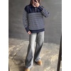image:imageANRABESS Womens Long Sleeve Knit Shirts Henley Sweater  Turtle Neck Button Placket Soft Pullover Top Loose Fit Trendy Business Casual Work WearFall Fashion Winter ClothingNavy Blue White Stripe