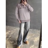 image:imageANRABESS Womens Long Sleeve Knit Shirts Henley Sweater  Turtle Neck Button Placket Soft Pullover Top Loose Fit Trendy Business Casual Work WearFall Fashion Winter ClothingNutmeg White Stripe