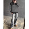 image:imageANRABESS Womens Long Sleeve Knit Shirts Henley Sweater  Turtle Neck Button Placket Soft Pullover Top Loose Fit Trendy Business Casual Work WearFall Fashion Winter ClothingBlack White Stripe