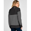 image:imageANRABESS Womens Long Sleeve Knit Shirts Henley Sweater  Turtle Neck Button Placket Soft Pullover Top Loose Fit Trendy Business Casual Work WearFall Fashion Winter ClothingBlack White Stripe