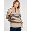 image:imageANRABESS Womens Long Sleeve Knit Shirts Henley Sweater  Turtle Neck Button Placket Soft Pullover Top Loose Fit Trendy Business Casual Work WearFall Fashion Winter ClothingTan Black Stripe