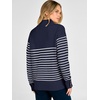 image:imageANRABESS Womens Long Sleeve Knit Shirts Henley Sweater  Turtle Neck Button Placket Soft Pullover Top Loose Fit Trendy Business Casual Work WearFall Fashion Winter ClothingNavy Blue White Stripe