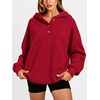 image:imageANRABESS Womens Oversized Hoodies V Neck Henley Sweatshirts  Long Sleeve Button Pullover Soft Cozy Fleece Warm Fabric Casual Teen Girls Y2K Clothes Fall Winter Fashion OutfitsRed