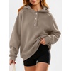 image:imageANRABESS Womens Oversized Hoodies V Neck Henley Sweatshirts  Long Sleeve Button Pullover Soft Cozy Fleece Warm Fabric Casual Teen Girls Y2K Clothes Fall Winter Fashion OutfitsGray Khaki