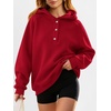 image:imageANRABESS Womens Oversized Hoodies V Neck Henley Sweatshirts  Long Sleeve Button Pullover Soft Cozy Fleece Warm Fabric Casual Teen Girls Y2K Clothes Fall Winter Fashion OutfitsRed