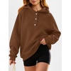 image:imageANRABESS Womens Oversized Hoodies V Neck Henley Sweatshirts  Long Sleeve Button Pullover Soft Cozy Fleece Warm Fabric Casual Teen Girls Y2K Clothes Fall Winter Fashion OutfitsCoffee